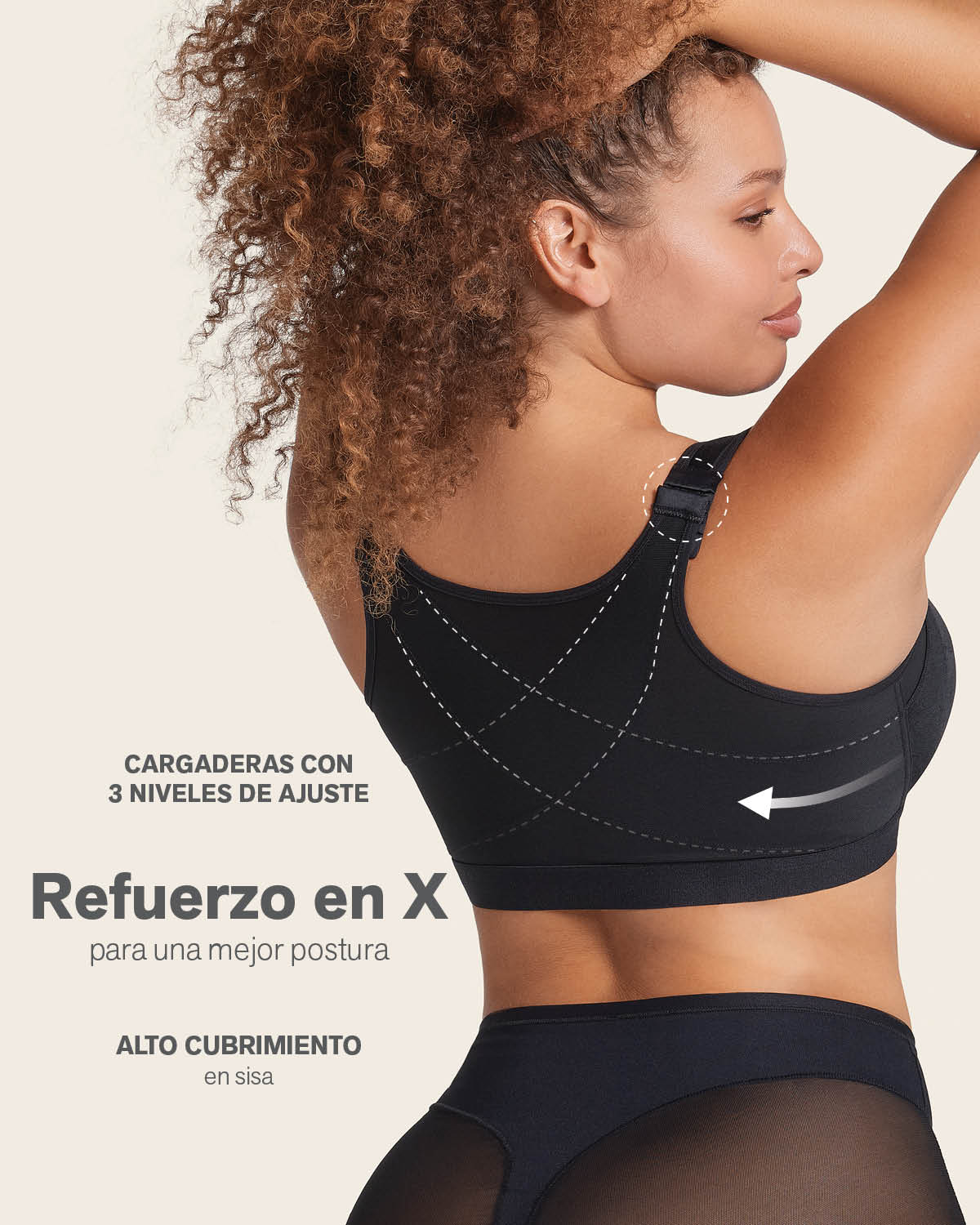 Brasier facilitador de postura con control de volumen del busto Multi/Functional - Imagen 7
